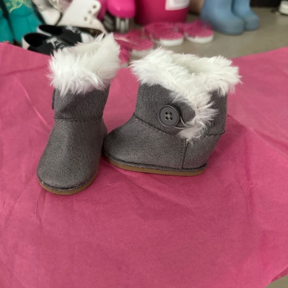 Gray Sophia’s American girl Boots with Faux Fur Trim
